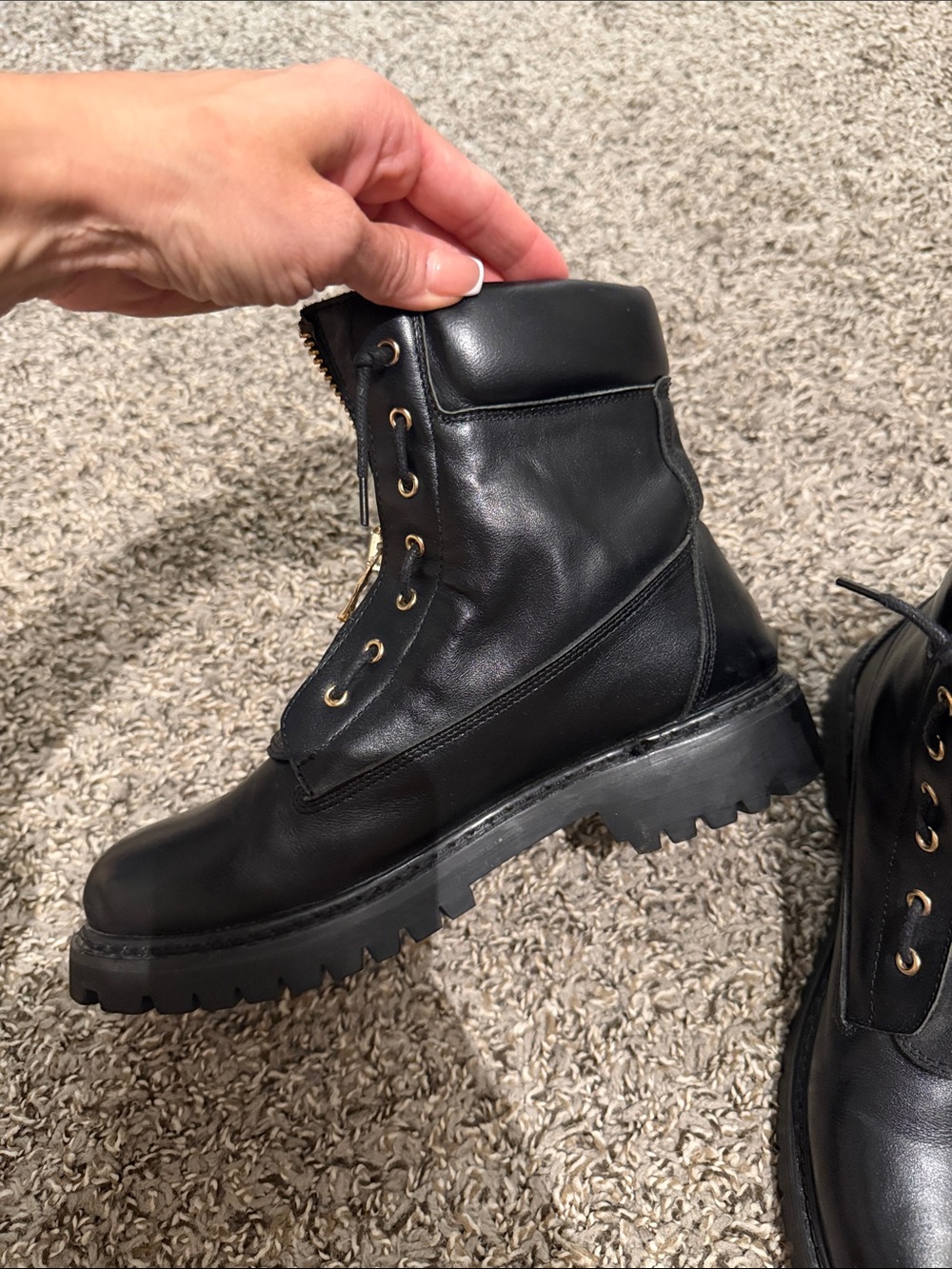 Balmain Black Leather Ankle Boots with Gold Hardware. Size 39 - Picture 5 of 5